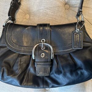Coach black leather shoulder bag